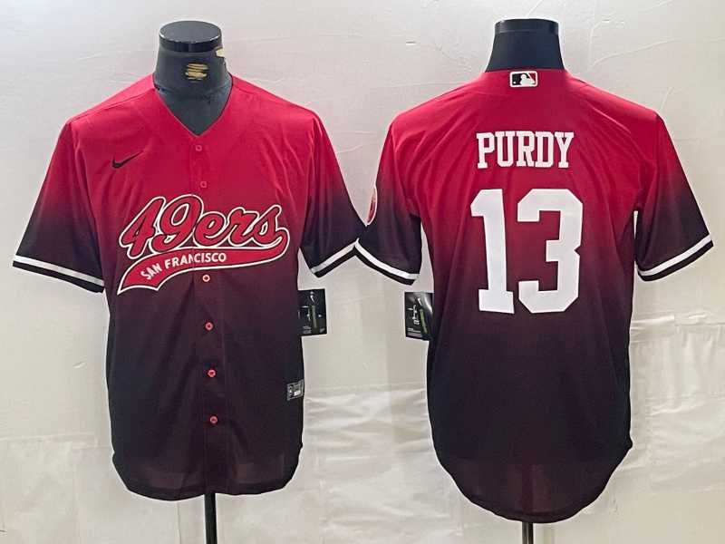 Men%27s San Francisco 49ers #13 Brock Purdy Red Black Stitched Baseball Jersey->san francisco 49ers->NFL Jersey